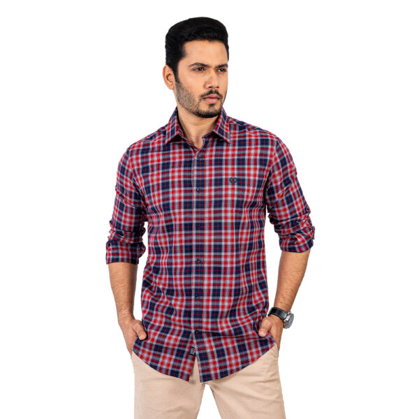 RICHMAN Maroon Check Color Ultra Slim Fit Full Sleeve Shirt